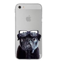 PrintiFy iPhone 5S ile Uyumlu Köpek 3 Kamera Korumalı Şeffaf Kılıf