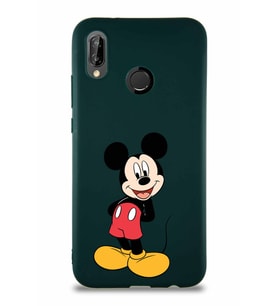 Huawei P20 Lite Soft Premier Kapak Mickey Mouse-B Tasarımlı Silikon Kılıf - Yeşil (Şeffaf)