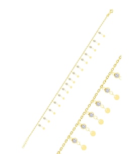 Gümüş altın yaldızlı zirkon taşlı çift sıra pullu halhal  SGTL10534GOLD