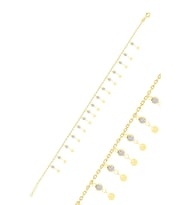 Gümüş altın yaldızlı zirkon taşlı çift sıra pullu halhal  SGTL10534GOLD