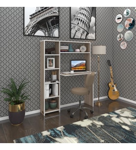Kenzlife bilgisayar çalışma masası prost crd 140*100*20 kitaplık solda ofis sekreter laptop