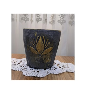 Beton Çiçek ve Bonsai Saksısı Antrasit Gold Eskitme
