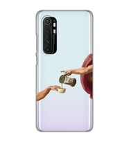 Xiaomi Mi Note 10 LITE Uyumlu Eller Tablosu ve Kahve Tasarımlı Şeffaf Telefon Kılıfı