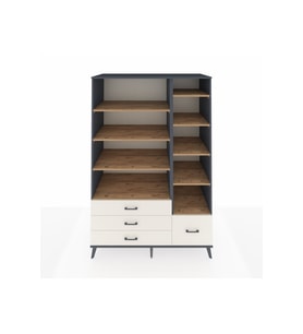 Kronos Dolap 9 Raflı 4 Çekmeceli  132x59x195 Antrasit-Çam/Aytaşı
