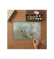 Beyaz Kanatlı At Tasarımı 240 parça Ahşap Puzzle Ahşap Kutuda MP05025