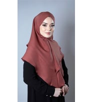 Kiremit Pratik Hazır Geçmeli Tesettür Eşarp Pamuk Caz Kumaş Çift Katlı Çapraz Hijab 2304_05