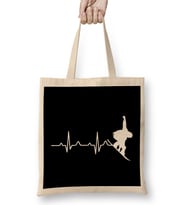 Cool Snowboarder Heartbeat Snowboarding Heart Beat Bez Çanta Uzun Saplı
