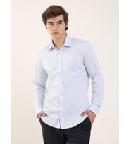 Dufy Mavi Erkek Slim Fit Klasik Yaka Uzun Kol Gömlek - 103149