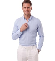 DeepSEA Erkek %97 Pamuk Slim Fit Dar Kesim Petek Dokulu Likralı Örme Mavi Gömlek 2600707