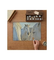 Beyaz Atlar Yakın Çekim Tasarımı 240 parça Ahşap Puzzle Ahşap Kutuda MP08692