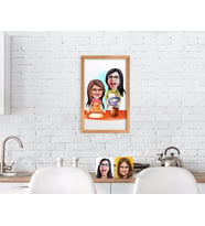 BK Home Anne Kız Karikatürlü El Yapımı Ahşap Çerçeveli Tablo-2