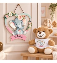 Kişiye Özel Bebek Kapı Süsü (Peluş Ayıcık Hediyeli) – Baby Shower / Hastane Odası