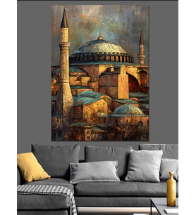 İstanbul'Daki Sultanahmet Camii Dekoratif Kanvas - Mdf Ahşap Tablo