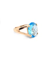 14k Altın Mavi Topaz Taşlı Yüzük