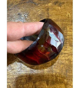 HIRMIZI YILAN DESENLİ KEMİK KADIN HİNT BİLEZİĞİ ÇAP 7 CM