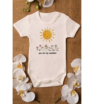 You Are My Sunshine Güneş Organik Baskılı %100 Pamuklı Zıbın