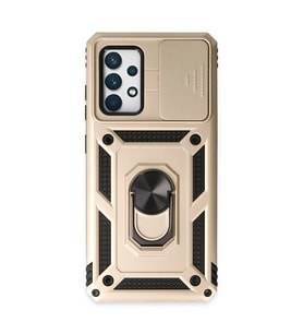 Samsung Galaxy A72 Kılıf Pars Lens Yüzüklü Silikon - Gold