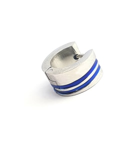mavi şeritli 316L anti alerjik cerrahi çelik erkek Tek küpe