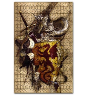 Cakapuzzle Ejderhalı Arma Savaşçı Kılıç ve Sancaklar Puzzle Yapboz MDF (Ahşap) (120 Parça)