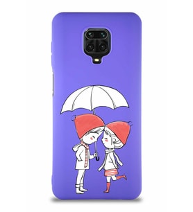 Xiaomi Redmi Note 9S Soft Premier Kapak Aşk Tasarımlı Silikon Kılıf - Mor (Şeffaf)