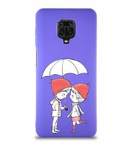 Xiaomi Redmi Note 9S Soft Premier Kapak Aşk Tasarımlı Silikon Kılıf - Mor (Şeffaf)
