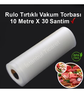 Rulo Tırtıklı Vakum Torbası-Poşeti 10 Metre X 30 Santim