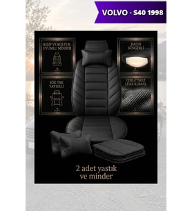 volvo s40 1998 Koltuk ve Kılıf uyumlu Lüks Yastık Siyah Minder 2 Minder 2 Yastık