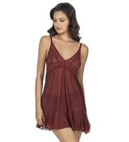 Fabony Bayan Kısa Tül Gecelik String Takım 4180 (Bordo)