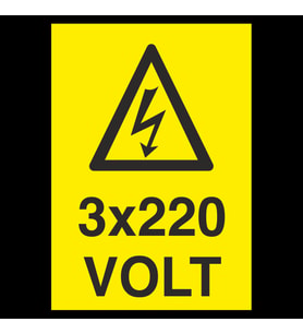 3X220 Volt Uyarı Levhası 40x60cm (Karışık)