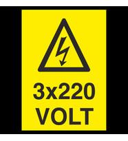 3X220 Volt Uyarı Levhası 40x60cm (Karışık)