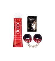 Durex Çilek Hazzı 50 ml Jel + Kırmızı Deri El Kelepçesi + Hediye