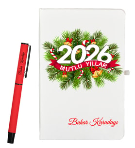 Yılbaşı Hediyesi Kişiye Özel Defter ve Roller Kalem Seti