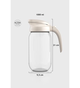Renga Beluga 1000 ml Bej Kapaklı Cam Sürahi 111028