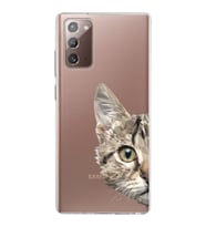 Samsung Galaxy Note 20 Kapak Catface Tasarımlı Şeffaf Silikon Kılıf
