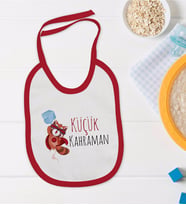 BK Kids Küçük Kahraman Tasarımlı Kırmızı Bebek Mama Önlüğü-1