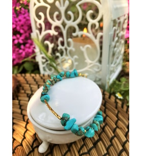 serapis accessories Turkuaz Taşlı Altın Kaplama Bileklik Kadın / Kız