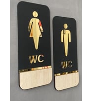 Meşe Gold Serisi Natural Dikey Wc Yönlendirme Seti Bay-bayan Wc Yönlendirme Yazısı Ahşap (Siyah - Kiremit - Gold - Açık Gri - Beyaz)
