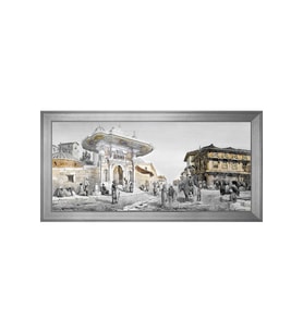 Eski İstanbul Motifli Kanvas Tablo 50 x 70 cm Silver Çerçeve
