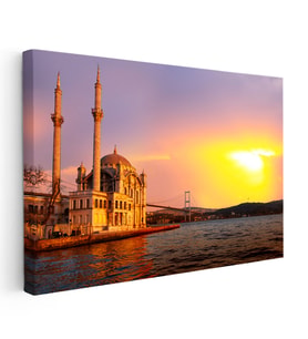 Kanvas Tablo Ortaköy Camii ve Köprü Manzarası Şehir Mimari Tablo Ev Ofis Duvar Dekoru