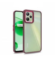 Realme C35 Kılıf Case, Kamera Lens Korumalı Elektroplatin Kaplama Sert PC Koruyucu Colourful Platinum Serisi (Kırmızı)