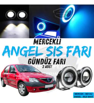Dacia Logan Uyumlu Üniversal Mercekli Angel Sis Farı Metal 76 mm Buz Mavi Halkalı Gündüz Farı 2 Adet