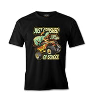 A Dinosaur Riding Monster Truck Back to School Siyah Erkek Tshirt