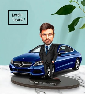 Kendin Tasarla  Araba Tasarımlı Karikatür Biblo