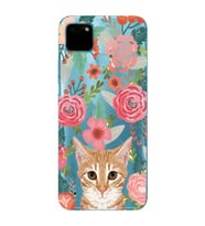 Realme C21Y/C25Y Uyumlu Kedi ve Çiçek Desenli Şeffaf Telefon Kılıfı