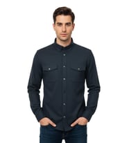 Erkek Kışlık Slim Fitt Uzun Kol Çift Cep Kapak Gömlek 2414 BGL-ST04797 (Yeşil)