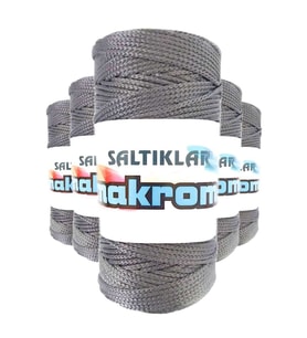 5 Adet Polyester Makrome İpi 423 Gri 100 gr