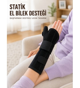 Başparmak Destekli El Bilek Ateli Metal Destekli Statik Bileklik Ayarlanabilir