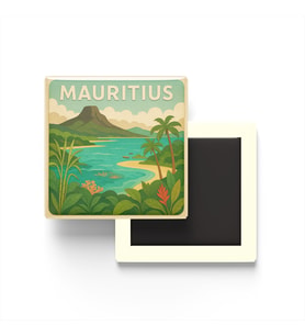 Mauritius - Mauritius - Paper Cut Art - Baskılı Buzdolap Magneti Kare - 9x9 cm