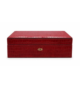Cohiba Kırmızı Timsah Desenli Dışı Deri Humidor Puro Kutusu TR9997