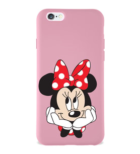 Apple iPhone 6S Plus  Lansman Kılıf Minnie Mouse Tasarımlı Altı Kapalı İçi Kadife Kaplı  Kapak (Şeffaf)